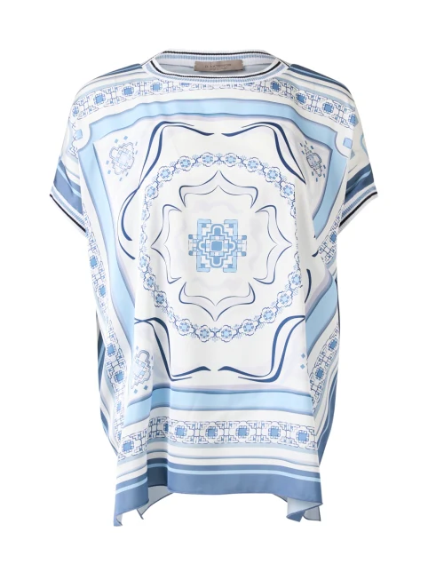 Blue Multi Scarf Print Top