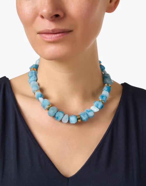 Gold and Blue Stone Necklace