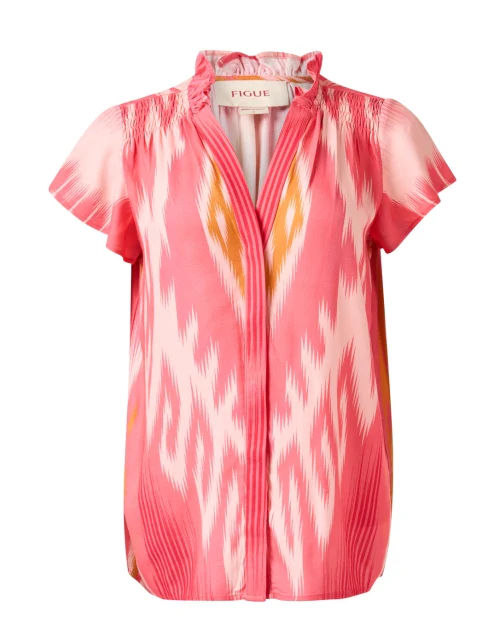 Fia Coral Ikat Print Top