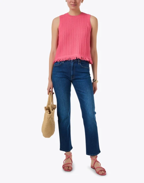 Coral Textured Fringe Top