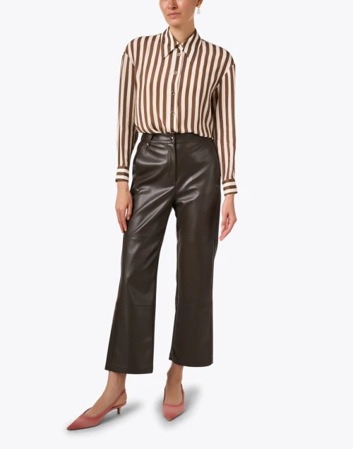 Blythe Brown Striped Satin Blouse