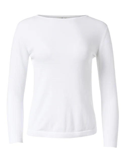 White Pima Cotton Boatneck Sweater