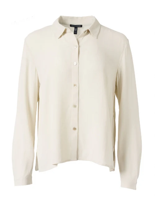Bone White Silk Georgette Crepe Top