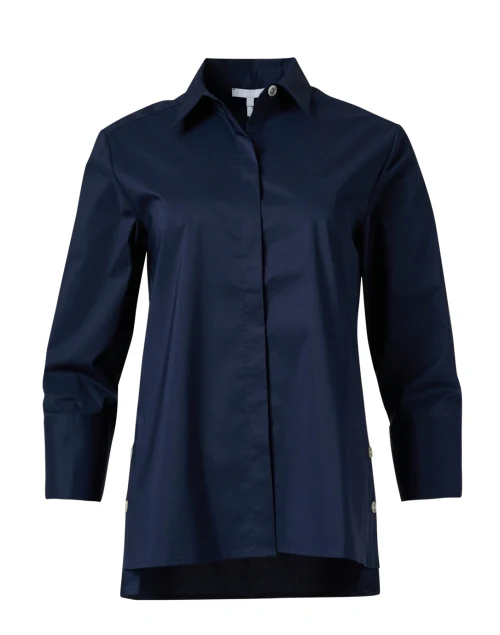 Maxine Navy Stretch Cotton Shirt