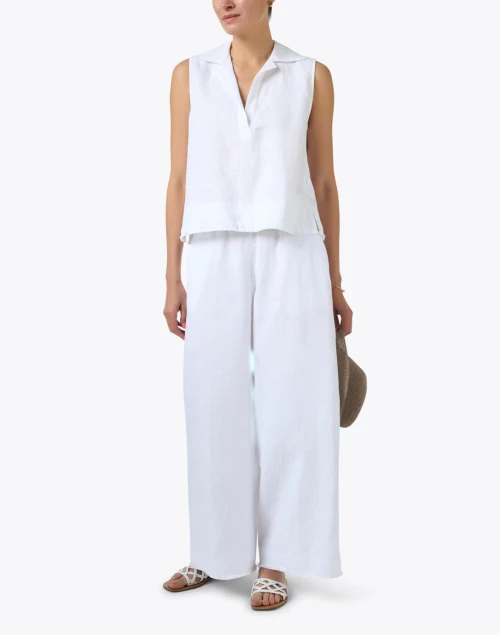 White Linen Wide Leg Pant
