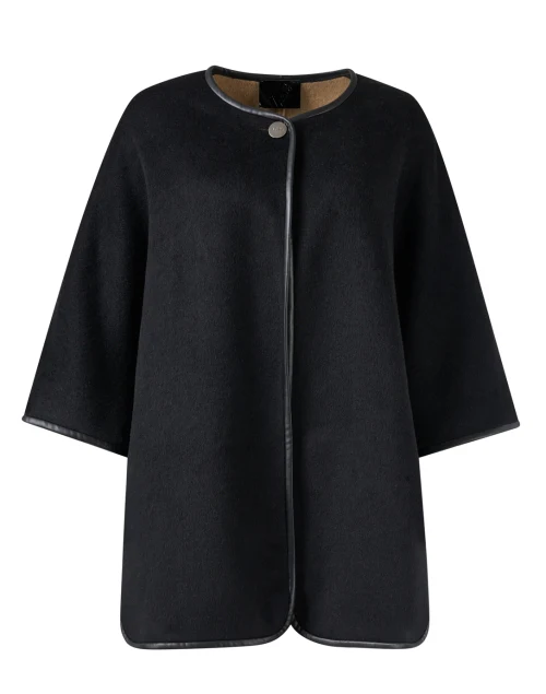 Bela Black Wool Blend Poncho