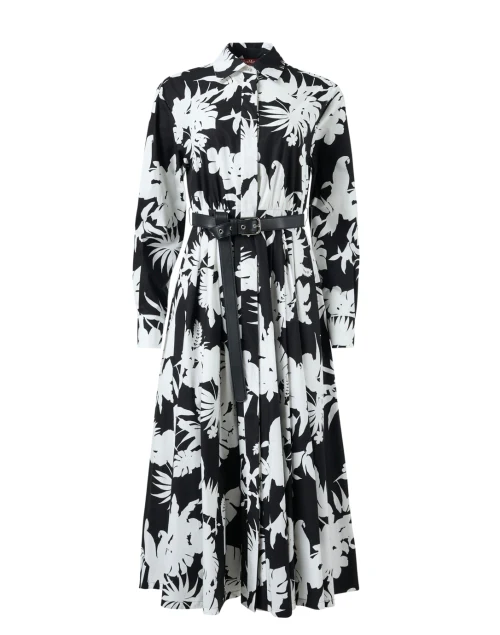 Ussel Black Print Cotton Shirt Dress