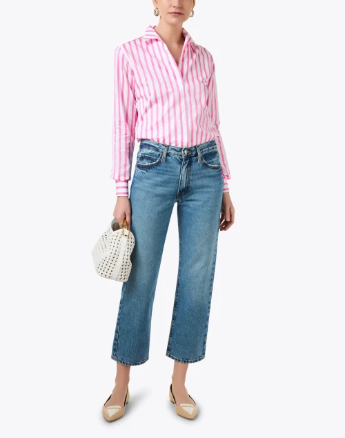 Pink and White Striped Cotton Shirt