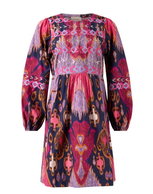 Lucie Multi Ikat Print Cotton Dress