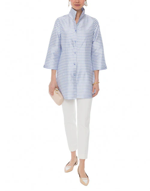 Rita Lavender and White Gingham Silk Top