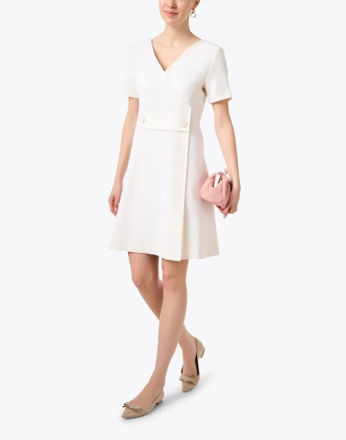 Tabitha Cream Wool Crepe Dress