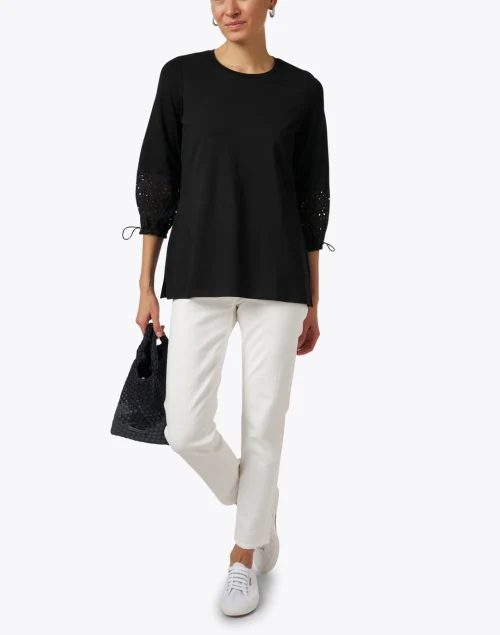 Black Eyelet Cotton Top