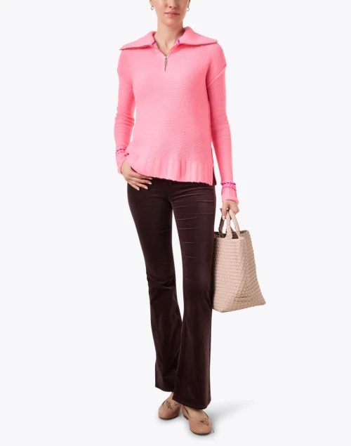 Pink Cashmere Quarter Zip Sweater