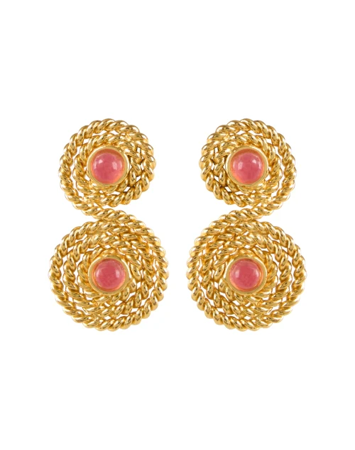 Gold Stone Spiral Drop Earrings
