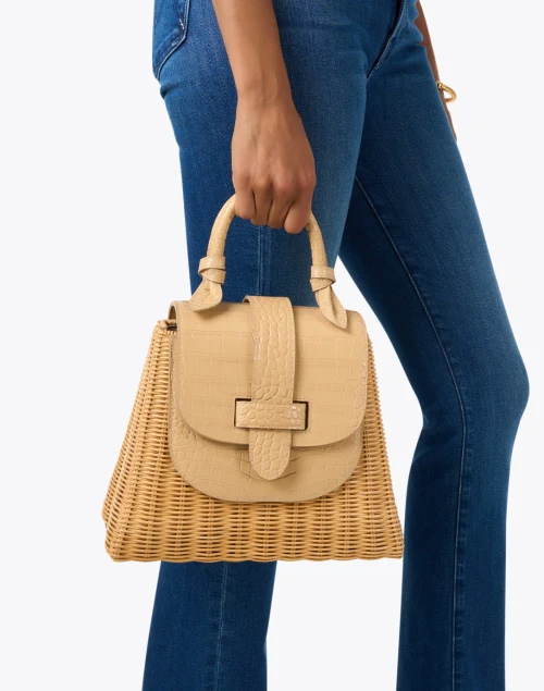 The Lady Tan Croc Wicker Handbag