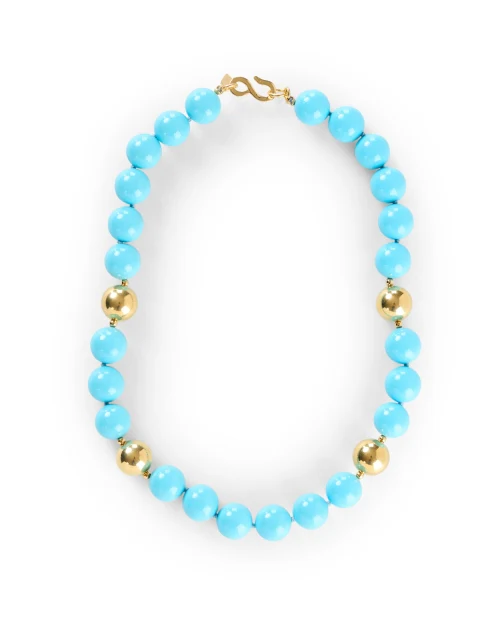 Gold and Turquoise Beaded Necklace