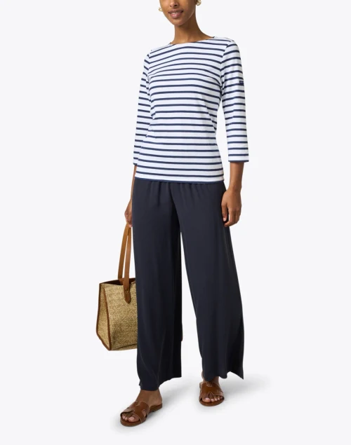 Galathee White and Navy Striped Shirt