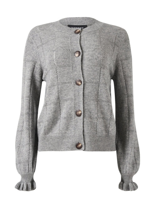 Grey Wool Cashmere Pointelle Cardigan