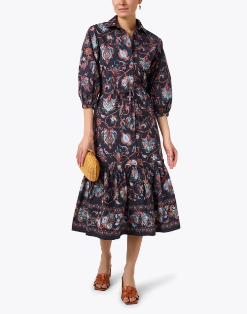 Hutton Black Multi Print Cotton Shirt Dress