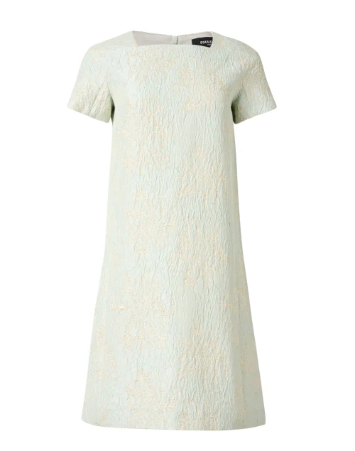 Amande Light Green Jacquard Shift Dress