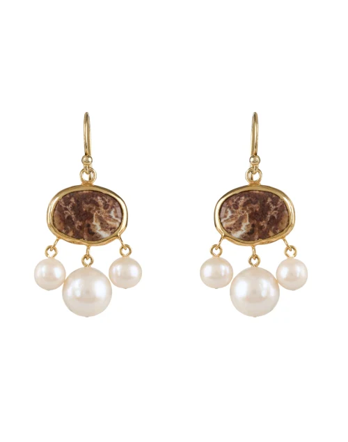 Red Stone Pearl Drop Earrings