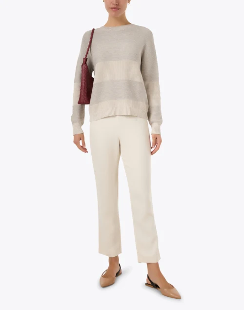 Beige Lurex Striped Sweater