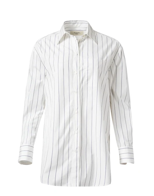 Corolla White Striped Silk Panel Blouse