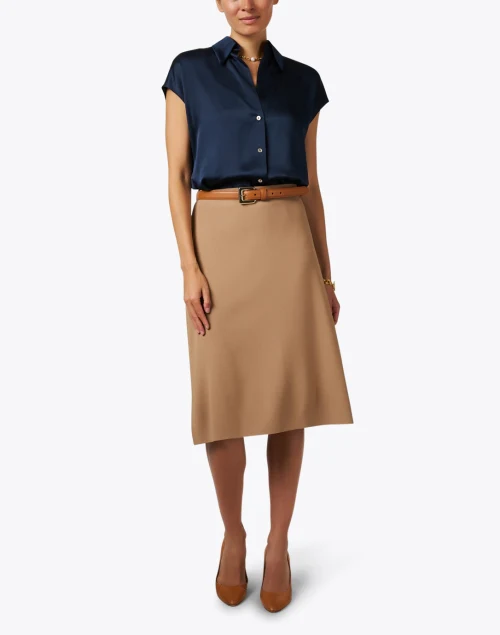Navy Silk Blouse