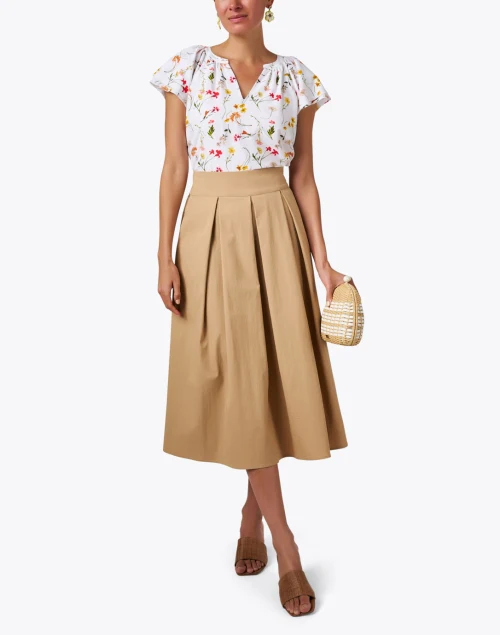 Tan Box Pleat Skirt
