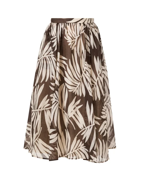 Brown Leaf Print Skirt