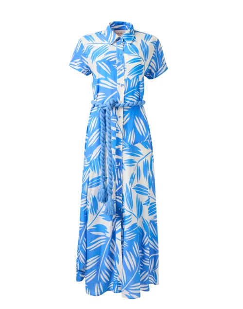Jenny Blue and Beige Print Shirt Dress