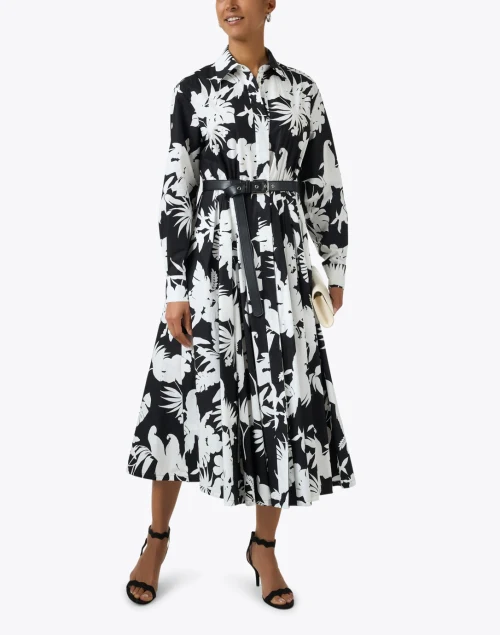 Ussel Black Print Cotton Shirt Dress