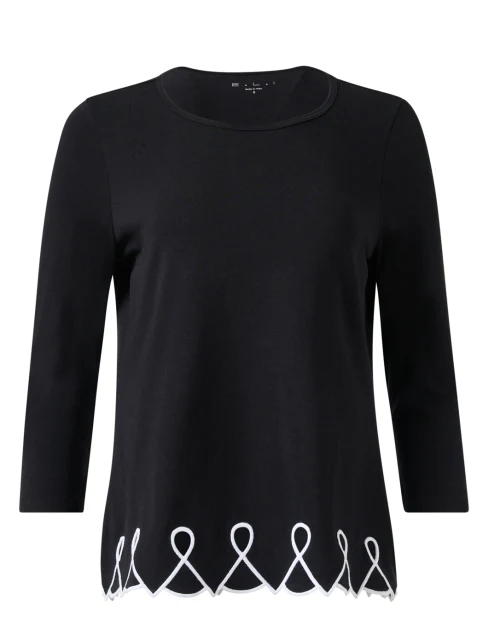Black Embroidered Knit Top