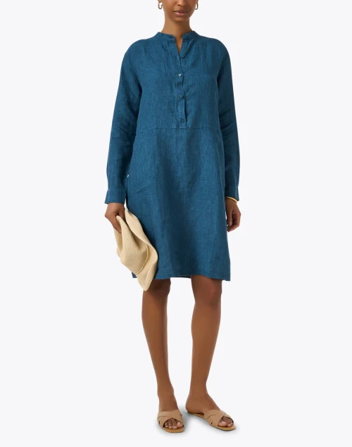 Teal Linen Shift Dress