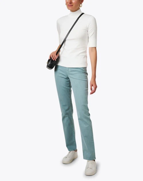 White Mock Neck Top