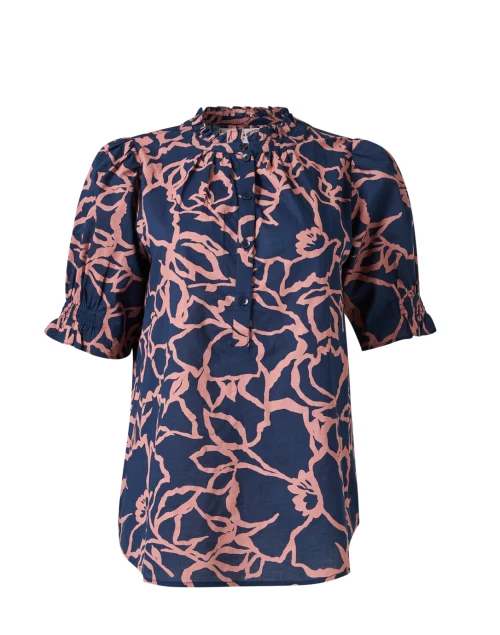 Los Altos Navy Print Cotton Top