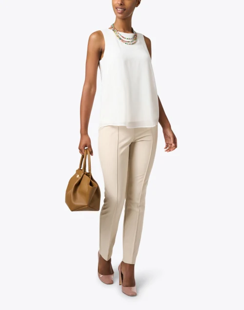 Gramercy Beige Stretch Pintuck Pant