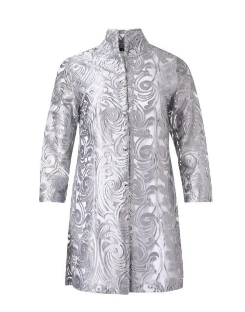 Rita Silver Deco Sheer Lace Top