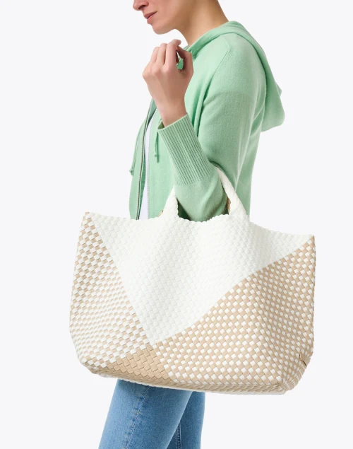 St. Barths Large Neutral Geo Woven Handbag