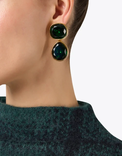 Emerald Polished Gold Drop Earrings