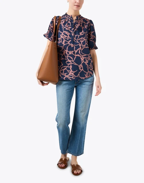 Los Altos Navy Print Cotton Top