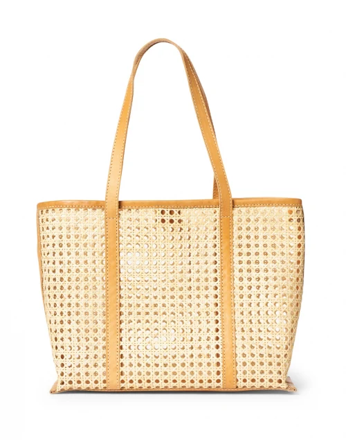 Margot Natural Rattan and Caramel Leather Tote