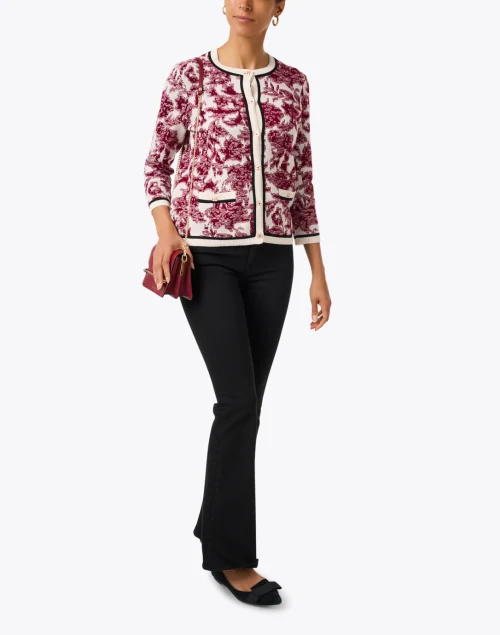 Jessica Burgundy Print Cardigan