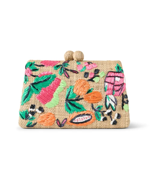 Candice Embroidered Raffia Clutch