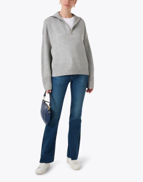 Grey Wool Cashmere Quarter Zip Sweater