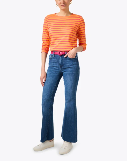 Minquidame Orange and Pink Striped Cotton Top