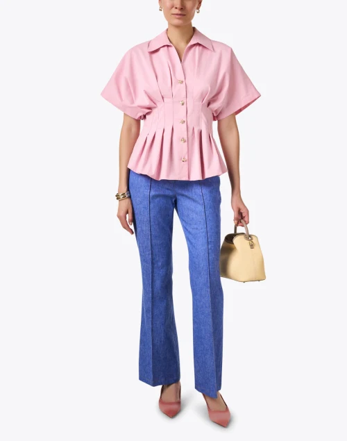 Georgia Pink Pleated Cotton Shirt