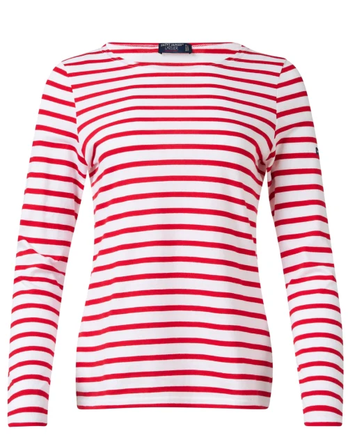 Minquidame White and Red Striped Cotton Top