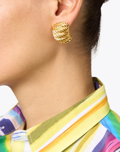 Gold Textured Clip-On Stud Earrings