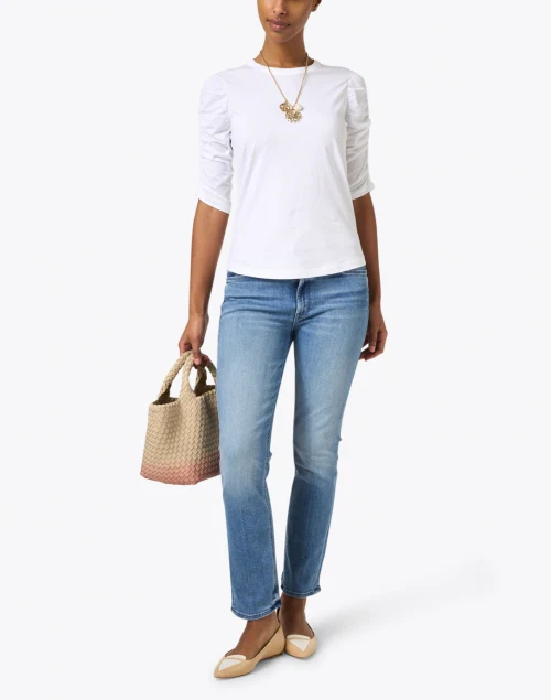 Waldorf White Ruched Pima Cotton Tee